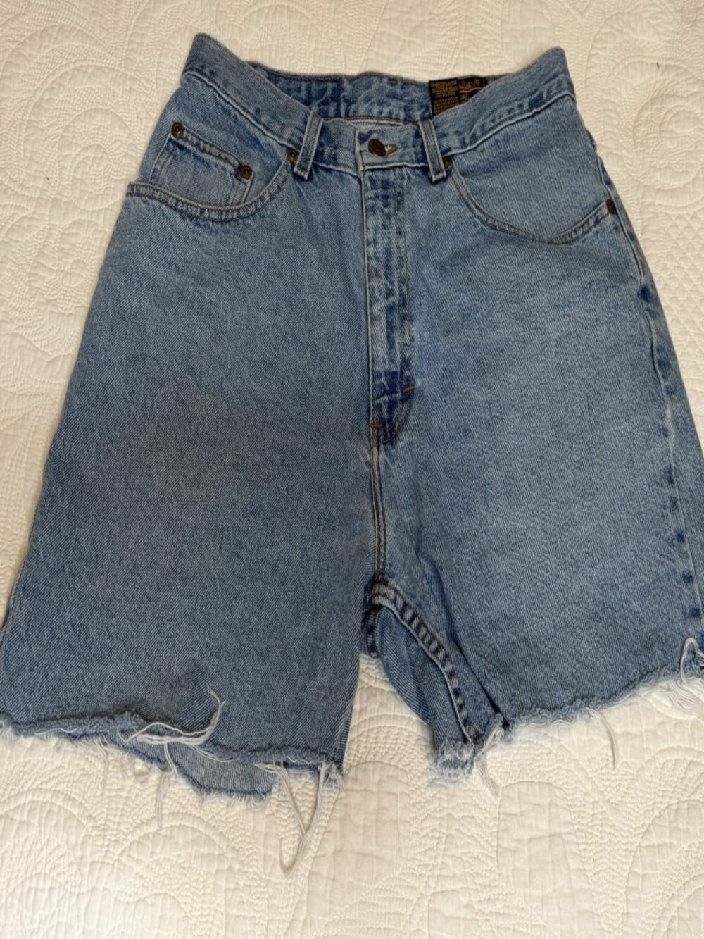 Vintage Eddie Bauer Cutoff Jean Shorts Light Wash Distressed Frayed Hem